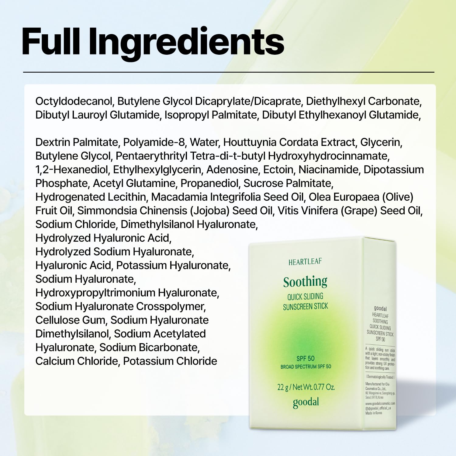 Goodal Heartleaf Soothing Quick Sliding Sunscreen Stick