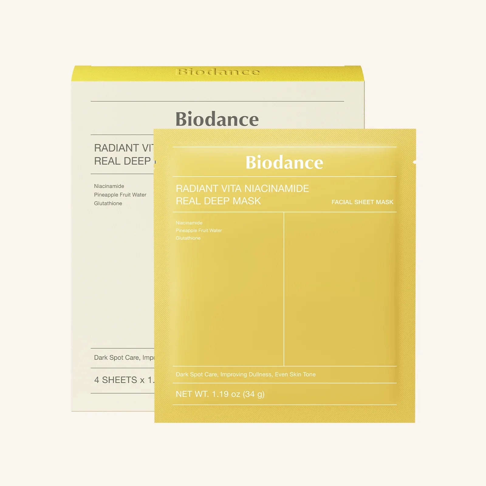 Biodance Radiant Vita Niacinamide Real Deep Mask 4 pcs