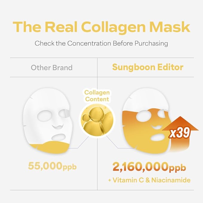 Sungboon Editor Deep Collagen Niacin Vita C Brightening Mask - 1 Box of 4 Sheets